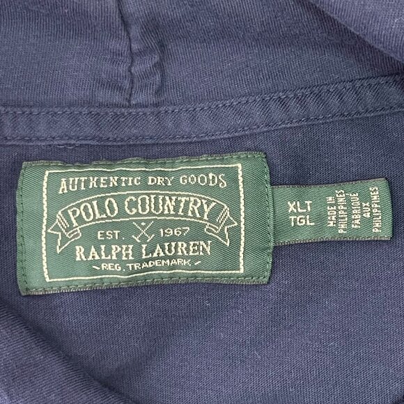 Ralph Lauren Men's Blue Polo Country Hooded Jersey Sportsman Hoodie Size XL - Picture 6 of 13